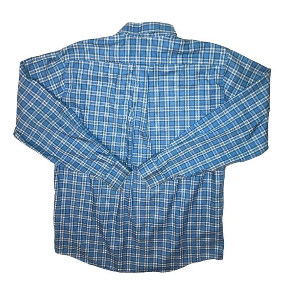 BLUE WHITE PLAID BUTTON SHIRT SZ M REGULAR L.L. BEAN TRADITIONAL FIT COTTON MENS - Picture 4 of 4